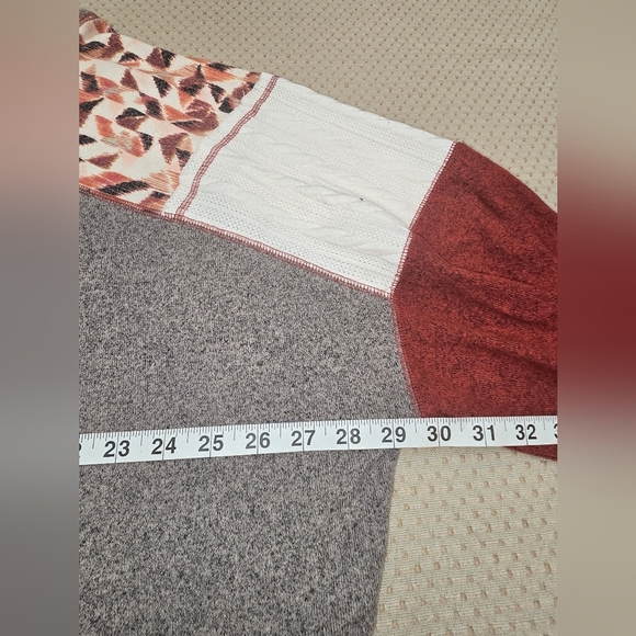 Women's Maurices Colorblock Light-Weight Sweater Gray  Maroon White Size Xl - Picture 7 of 9